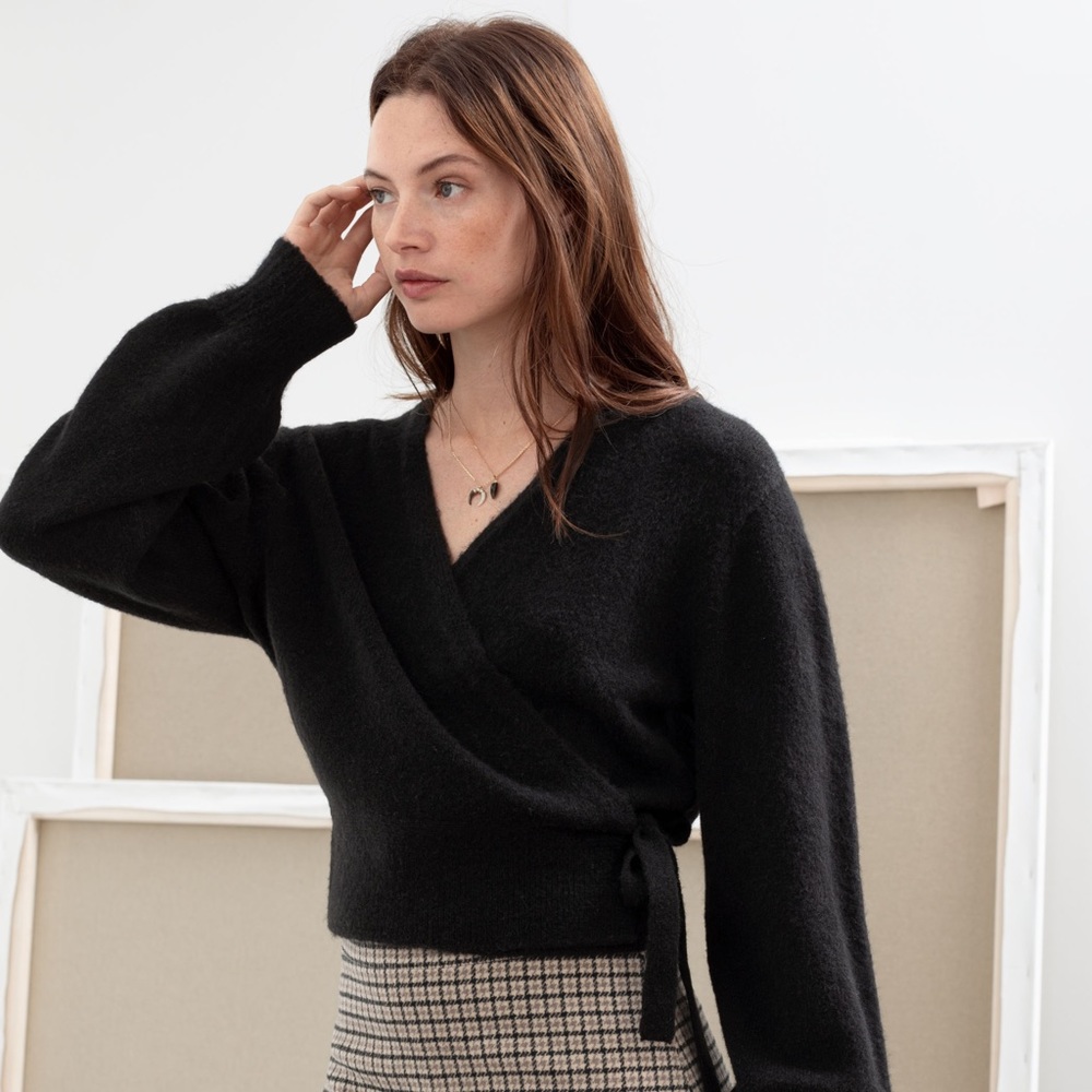 & Other Stories Wrap Cardigan in Black